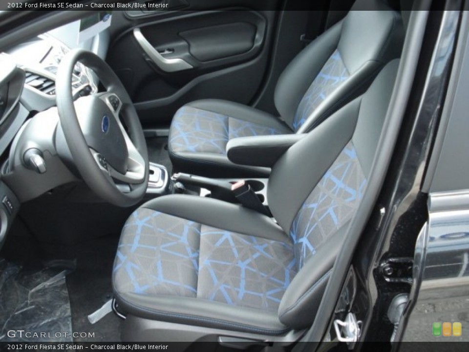 Charcoal Black/Blue Interior Front Seat for the 2012 Ford Fiesta SE Sedan #62154886