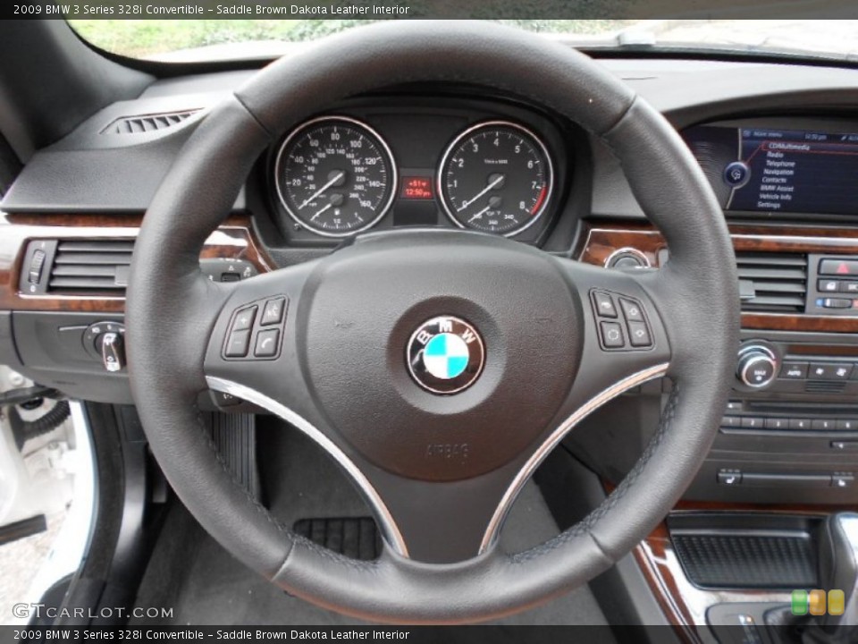 Saddle Brown Dakota Leather Interior Steering Wheel for the 2009 BMW 3 Series 328i Convertible #62166049