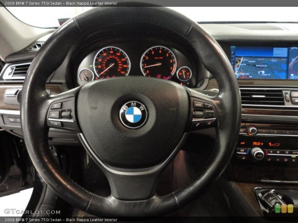 Black Nappa Leather Interior Steering Wheel for the 2009 BMW 7 Series 750i Sedan #62183605