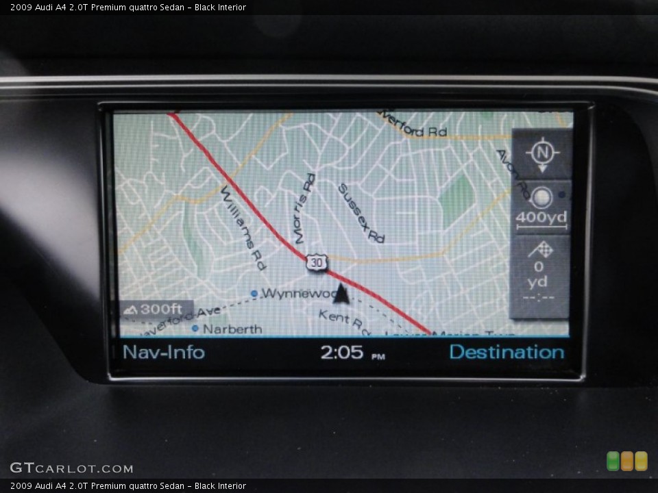 Black Interior Navigation for the 2009 Audi A4 2.0T Premium quattro Sedan #62187523