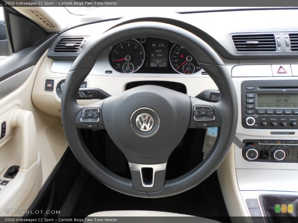 Cornsilk Beige Two-Tone Interior Steering Wheel for the 2009 Volkswagen CC Sport #62213579