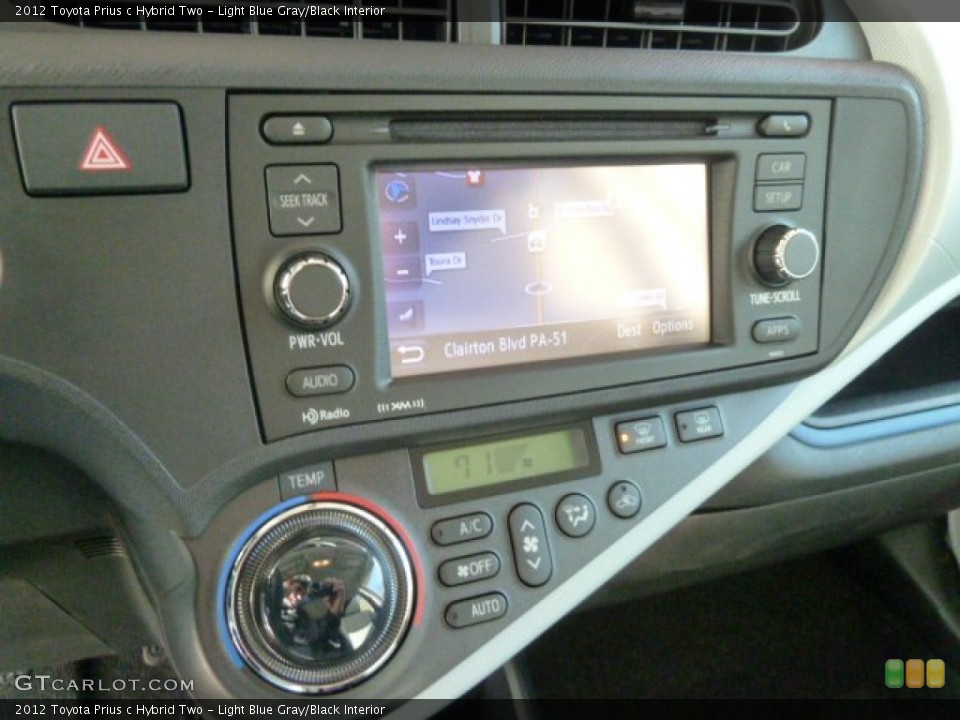 Light Blue Gray/Black Interior Controls for the 2012 Toyota Prius c Hybrid Two #62222731