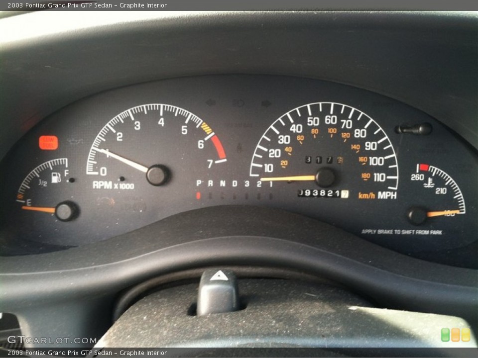 Graphite Interior Gauges for the 2003 Pontiac Grand Prix GTP Sedan #62231319