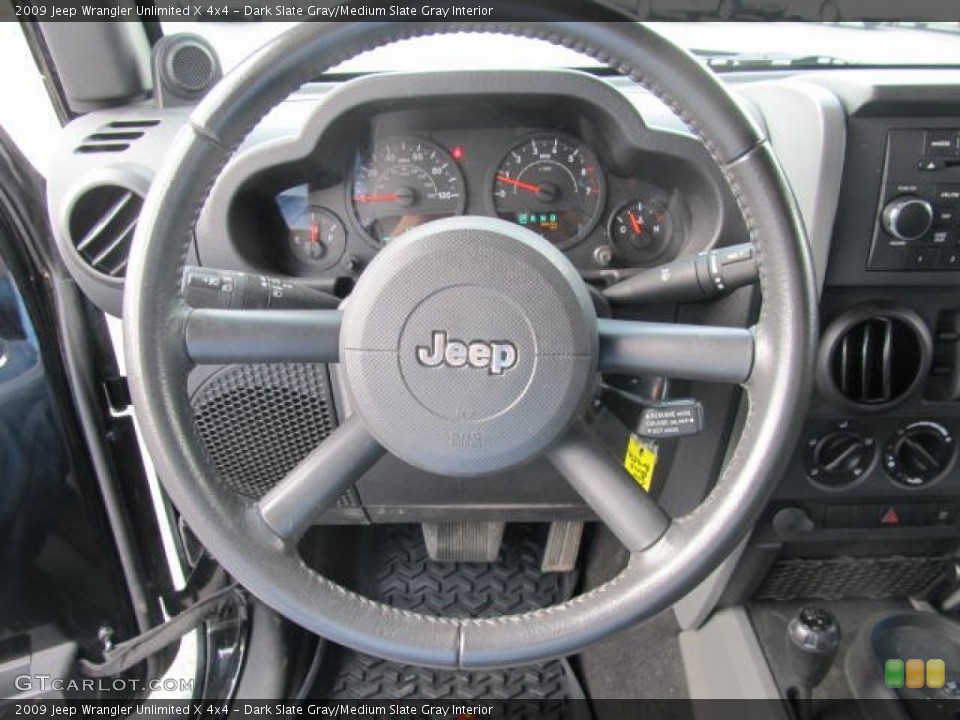 Dark Slate Gray/Medium Slate Gray Interior Steering Wheel for the 2009 Jeep Wrangler Unlimited X 4x4 #62252655