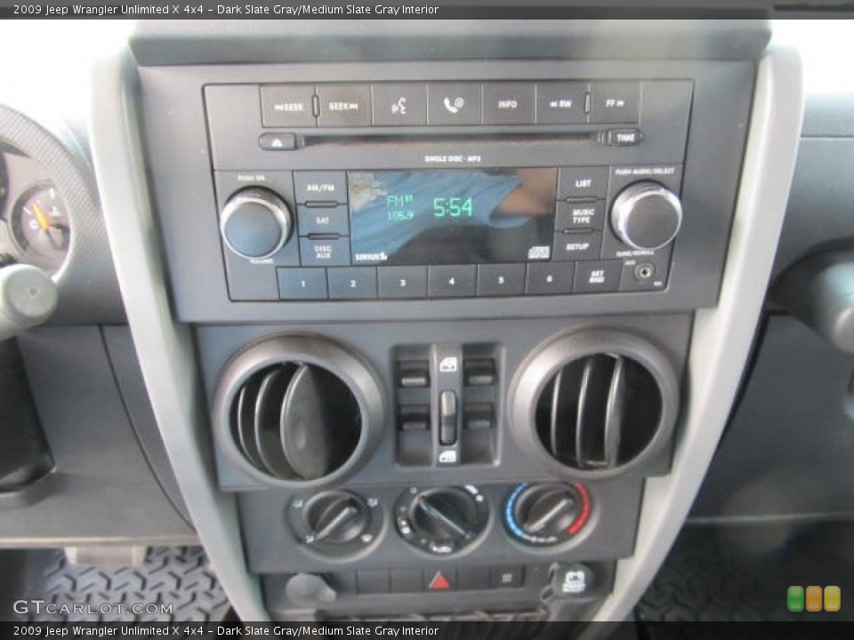 Dark Slate Gray/Medium Slate Gray Interior Controls for the 2009 Jeep Wrangler Unlimited X 4x4 #62252667