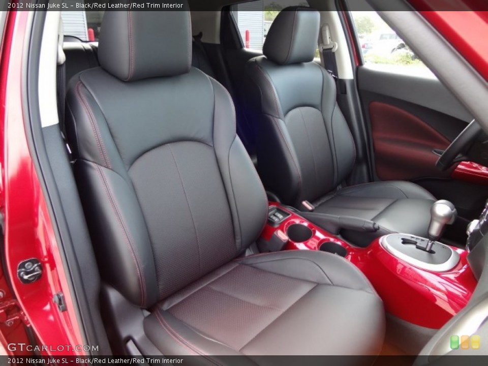 Black/Red Leather/Red Trim Interior Front Seat for the 2012 Nissan Juke SL #62309642