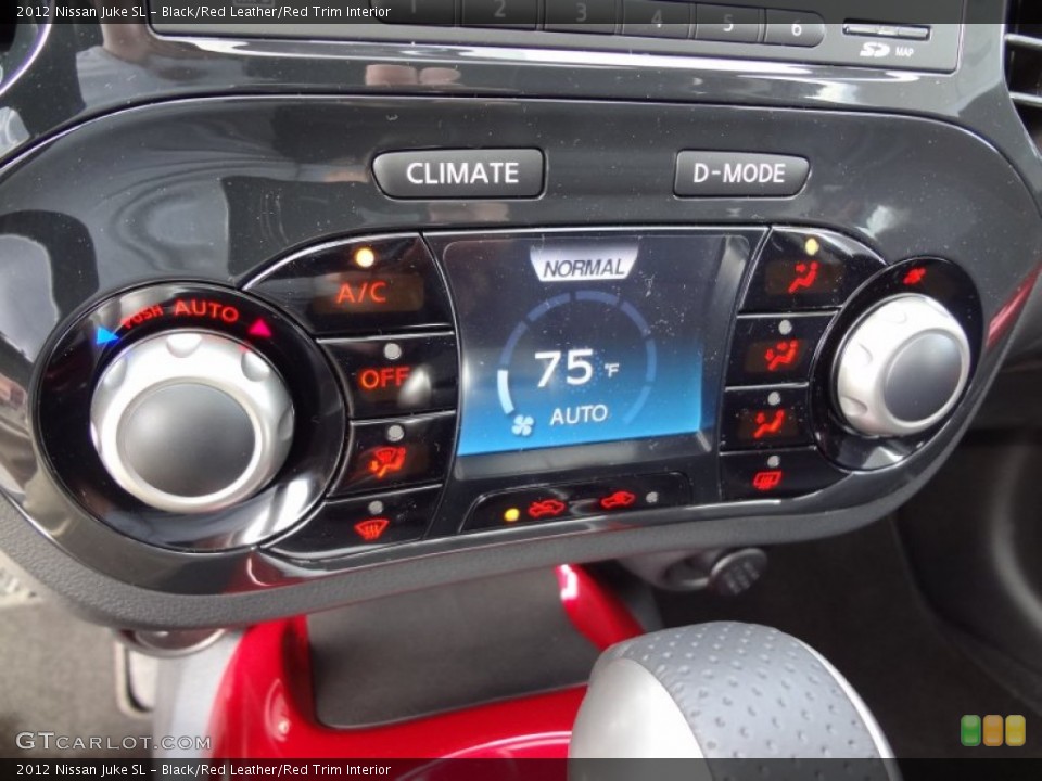 Black/Red Leather/Red Trim Interior Controls for the 2012 Nissan Juke SL #62309684