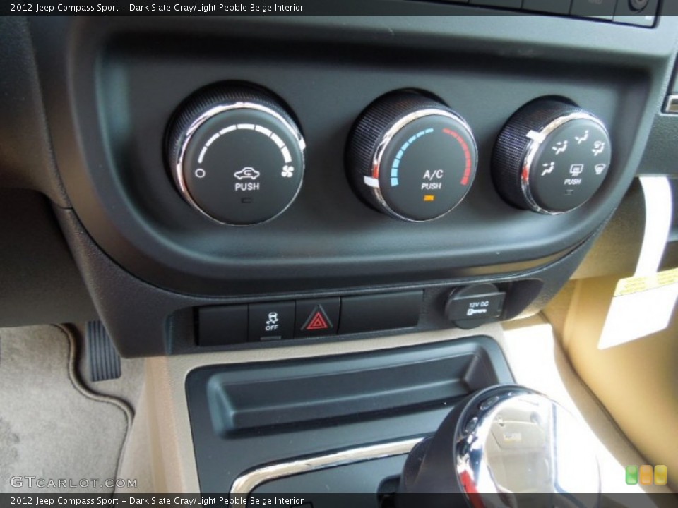 Dark Slate Gray/Light Pebble Beige Interior Controls for the 2012 Jeep Compass Sport #62316426