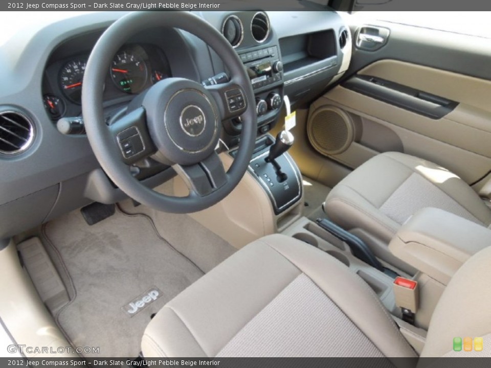 Dark Slate Gray/Light Pebble Beige Interior Prime Interior for the 2012 Jeep Compass Sport #62316544