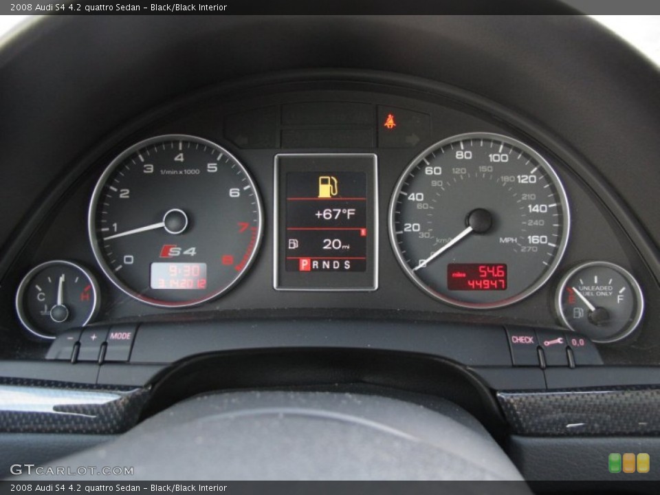 Black/Black Interior Gauges for the 2008 Audi S4 4.2 quattro Sedan #62320273