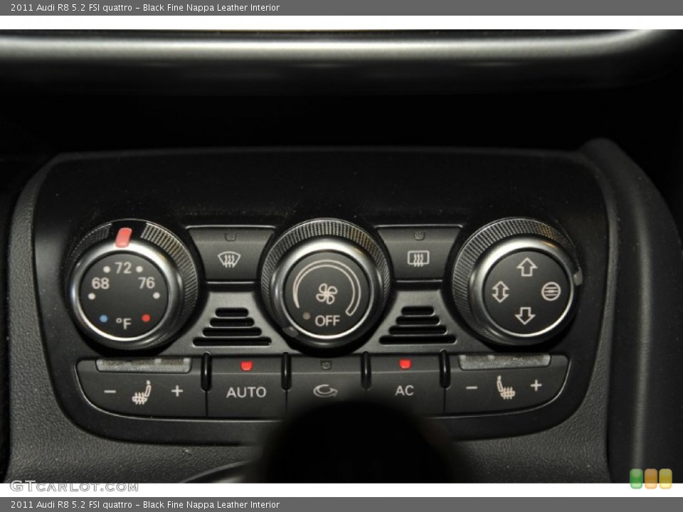 Black Fine Nappa Leather Interior Controls for the 2011 Audi R8 5.2 FSI quattro #62327728