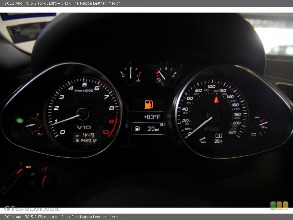 Black Fine Nappa Leather Interior Gauges for the 2011 Audi R8 5.2 FSI quattro #62327851