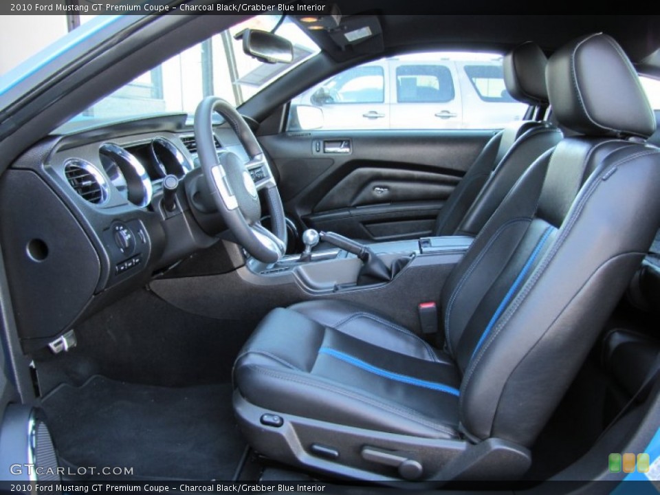 Charcoal Black/Grabber Blue Interior Photo for the 2010 Ford Mustang GT Premium Coupe #62328064