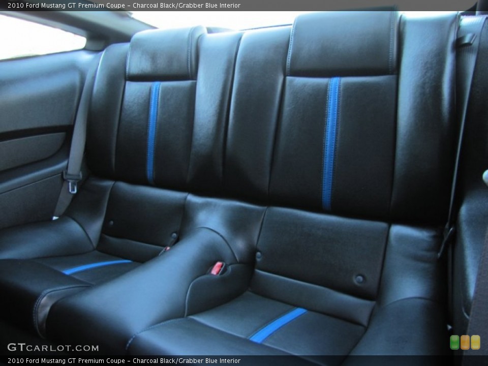Charcoal Black/Grabber Blue Interior Rear Seat for the 2010 Ford Mustang GT Premium Coupe #62328221