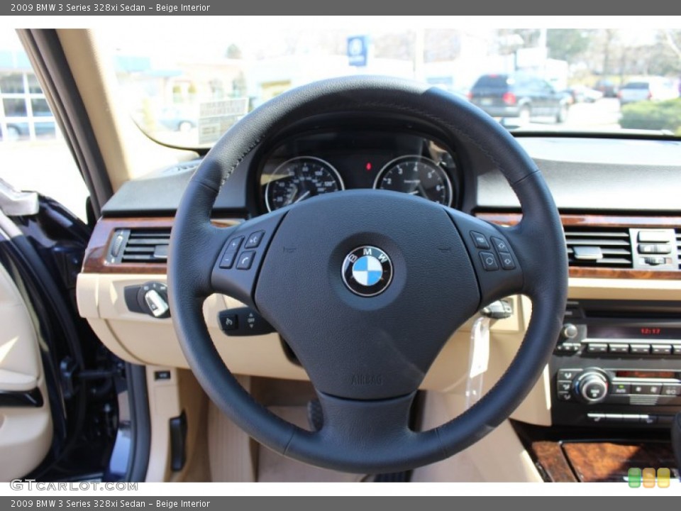 Beige Interior Steering Wheel for the 2009 BMW 3 Series 328xi Sedan #62342908