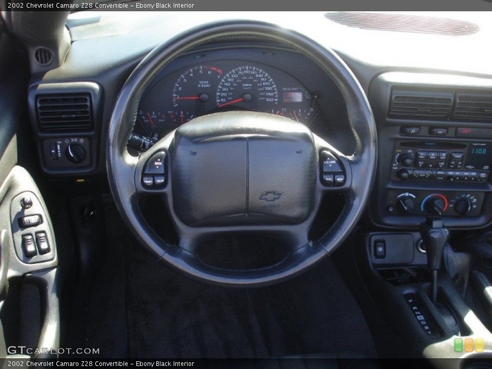 Ebony Black Interior Steering Wheel for the 2002 Chevrolet Camaro Z28 Convertible #62349062