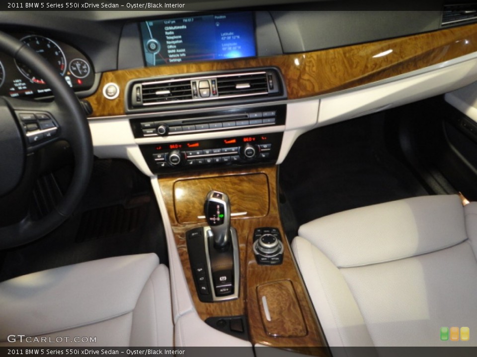 Oyster/Black Interior Controls for the 2011 BMW 5 Series 550i xDrive Sedan #62351579