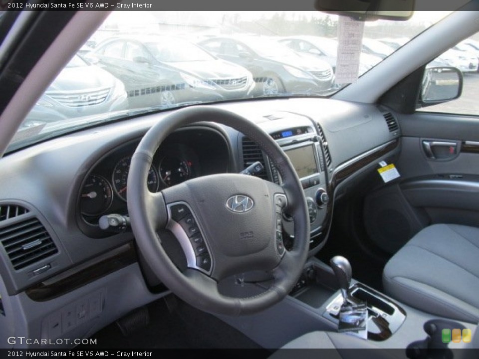 Gray Interior Dashboard for the 2012 Hyundai Santa Fe SE V6 AWD #62362915