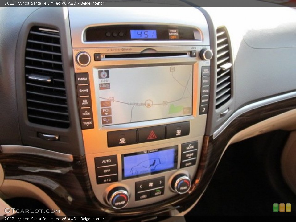 Beige Interior Controls for the 2012 Hyundai Santa Fe Limited V6 AWD #62363019