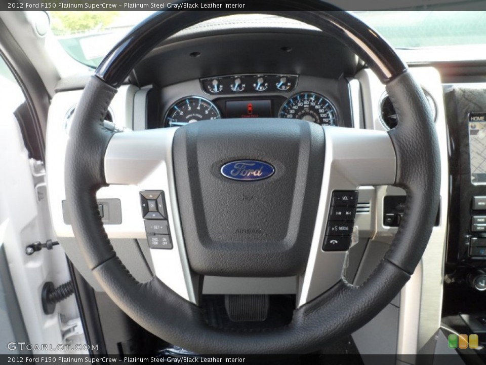 Platinum Steel Gray/Black Leather Interior Steering Wheel for the 2012 Ford F150 Platinum SuperCrew #62368359