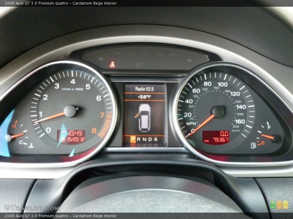 Cardamom Beige Interior Gauges for the 2008 Audi Q7 3.6 Premium quattro #62382279