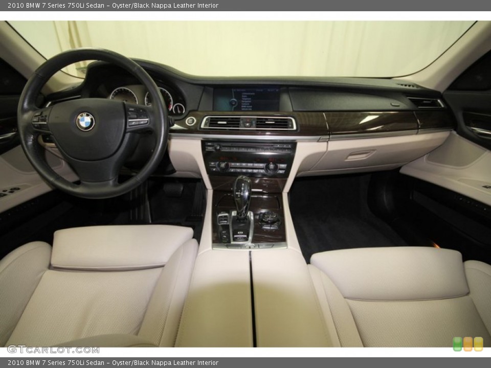 Oyster/Black Nappa Leather Interior Dashboard for the 2010 BMW 7 Series 750Li Sedan #62385906