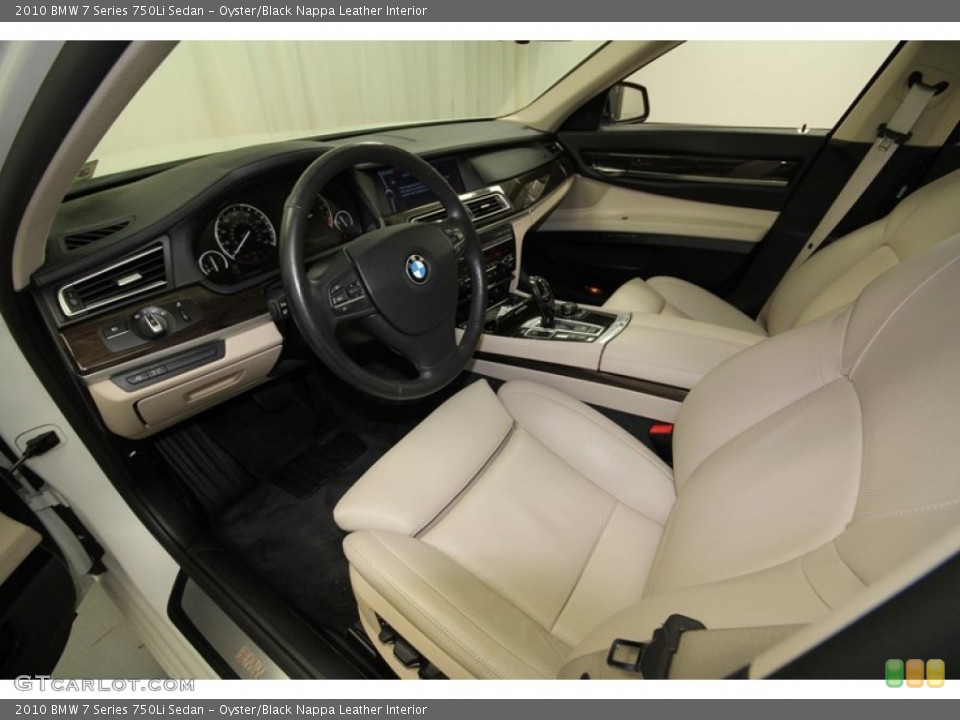 Oyster/Black Nappa Leather Interior Prime Interior for the 2010 BMW 7 Series 750Li Sedan #62386006