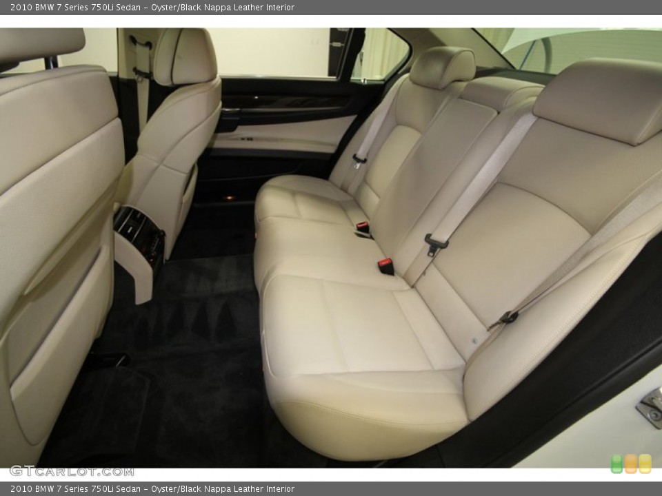 Oyster/Black Nappa Leather Interior Rear Seat for the 2010 BMW 7 Series 750Li Sedan #62386020