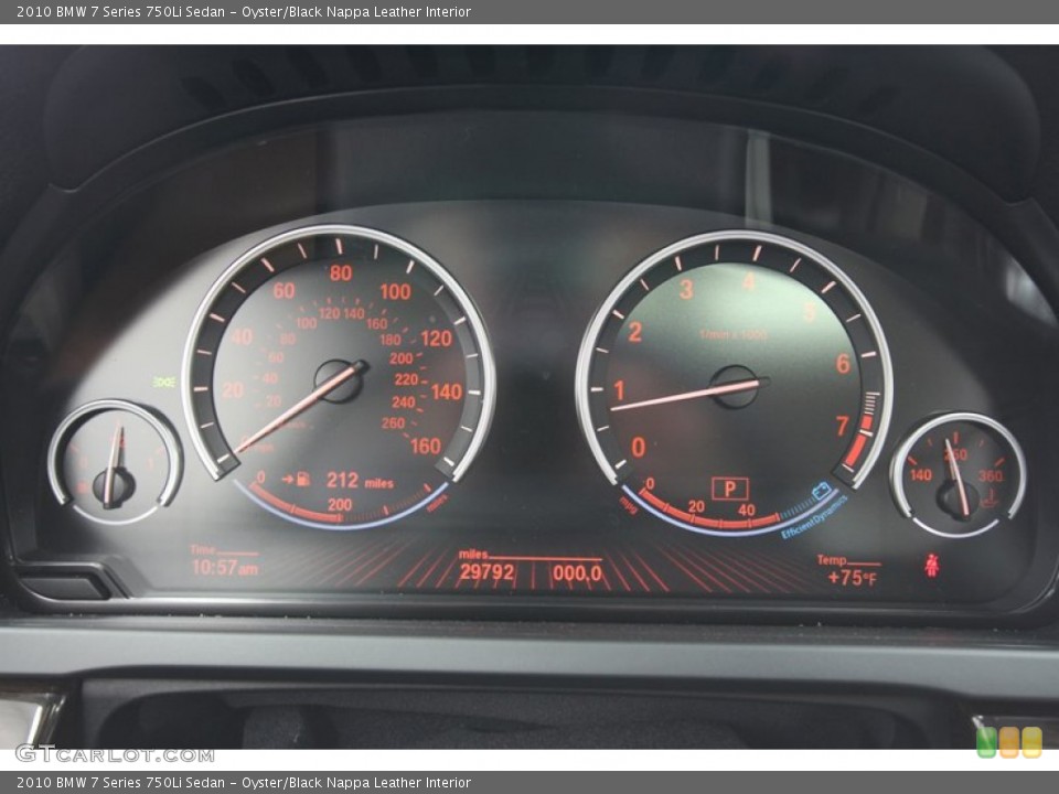 Oyster/Black Nappa Leather Interior Gauges for the 2010 BMW 7 Series 750Li Sedan #62386375