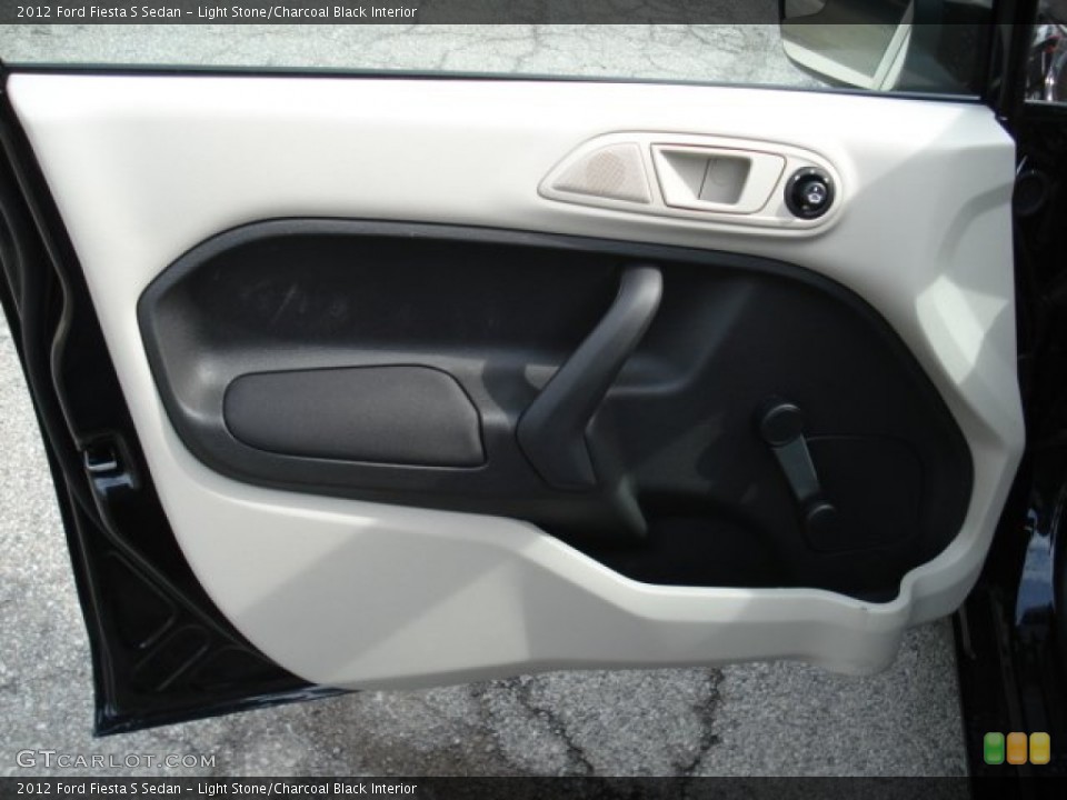 Light Stone/Charcoal Black Interior Door Panel for the 2012 Ford Fiesta S Sedan #62420076