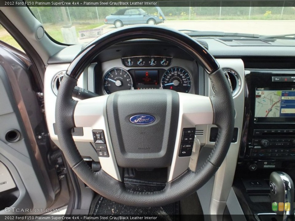 Platinum Steel Gray/Black Leather Interior Steering Wheel for the 2012 Ford F150 Platinum SuperCrew 4x4 #62437498