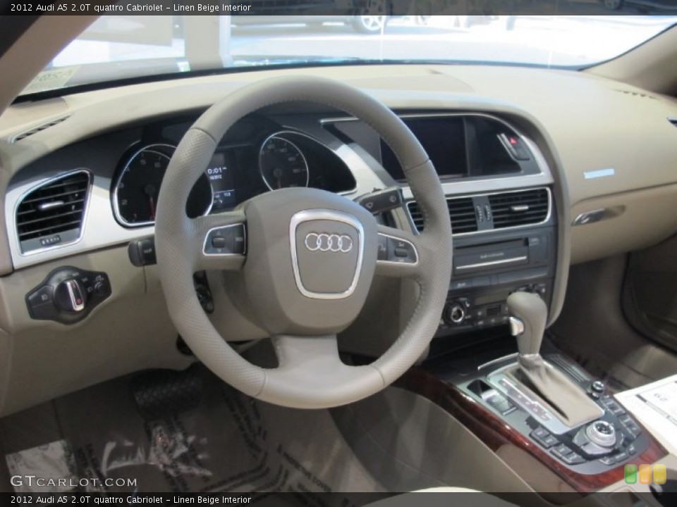 Linen Beige Interior Dashboard for the 2012 Audi A5 2.0T quattro Cabriolet #62549221