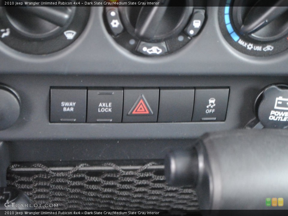 Dark Slate Gray/Medium Slate Gray Interior Controls for the 2010 Jeep Wrangler Unlimited Rubicon 4x4 #62559043