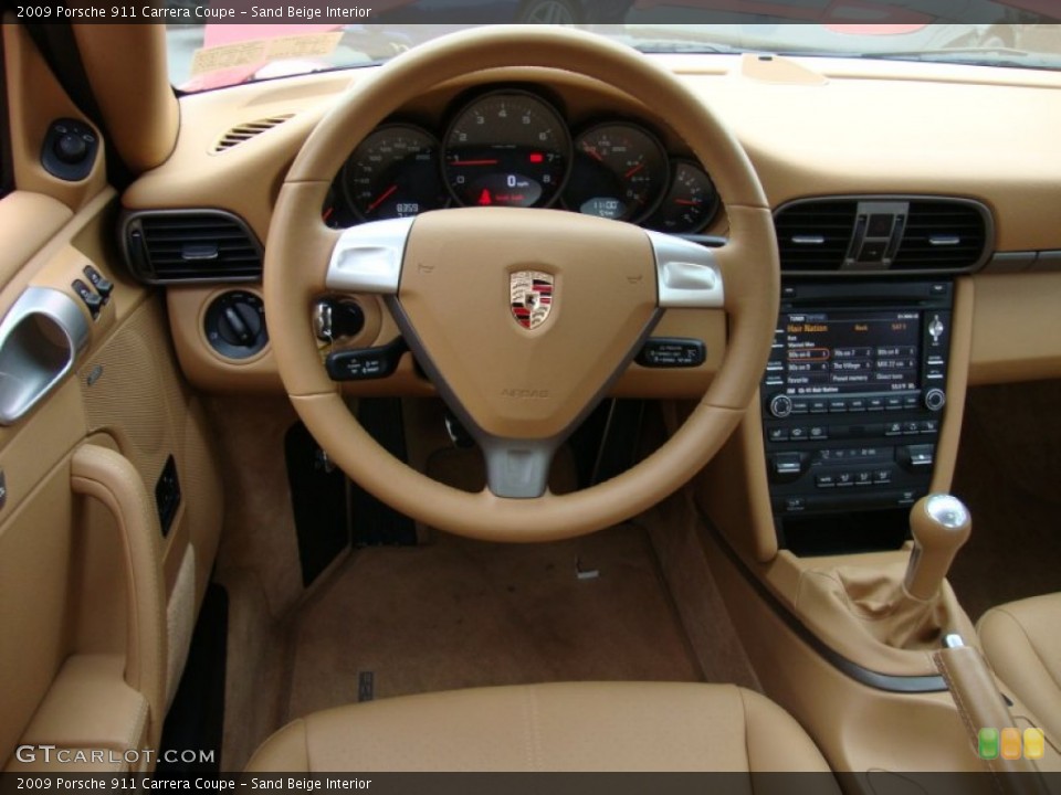Sand Beige Interior Steering Wheel for the 2009 Porsche 911 Carrera Coupe #62570794