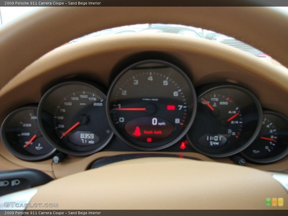 Sand Beige Interior Gauges for the 2009 Porsche 911 Carrera Coupe #62570842