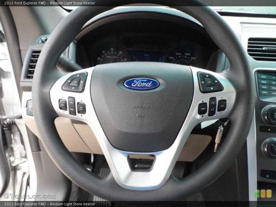 Medium Light Stone Interior Steering Wheel for the 2013 Ford Explorer FWD #62572660