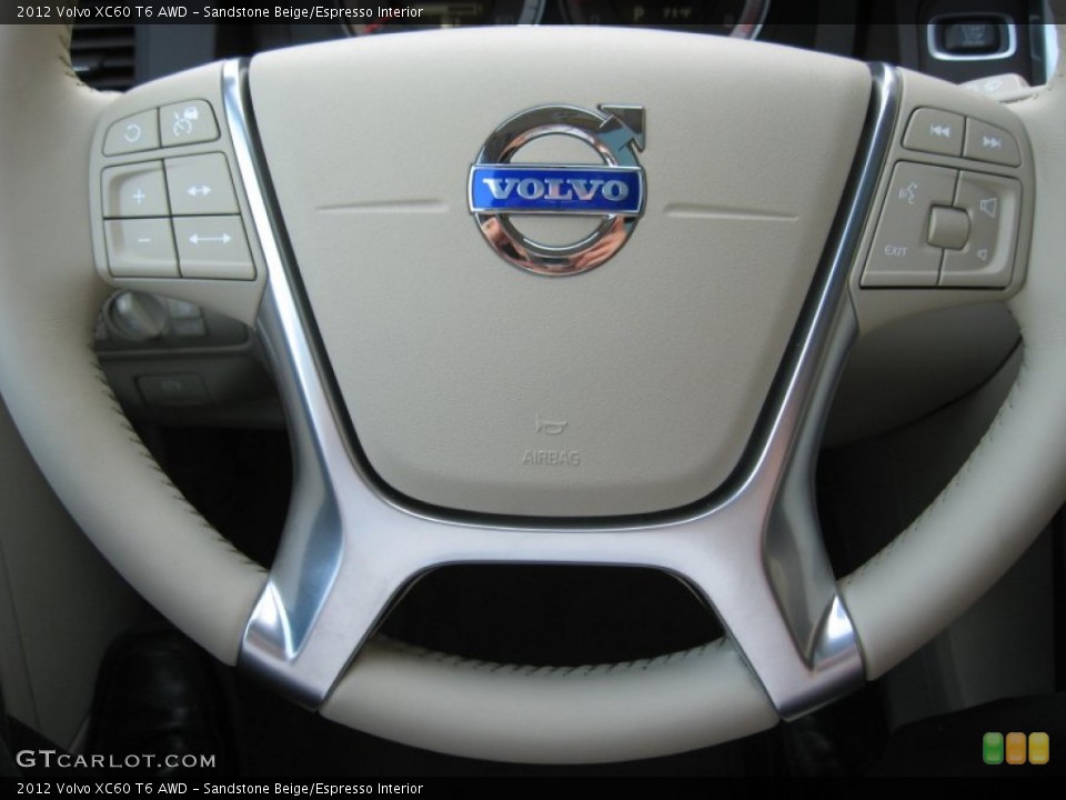 Sandstone Beige/Espresso Interior Steering Wheel for the 2012 Volvo XC60 T6 AWD #62600072
