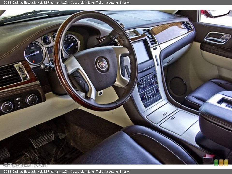 Cocoa/Light Linen Tehama Leather Interior Prime Interior for the 2011 Cadillac Escalade Hybrid Platinum AWD #62600498