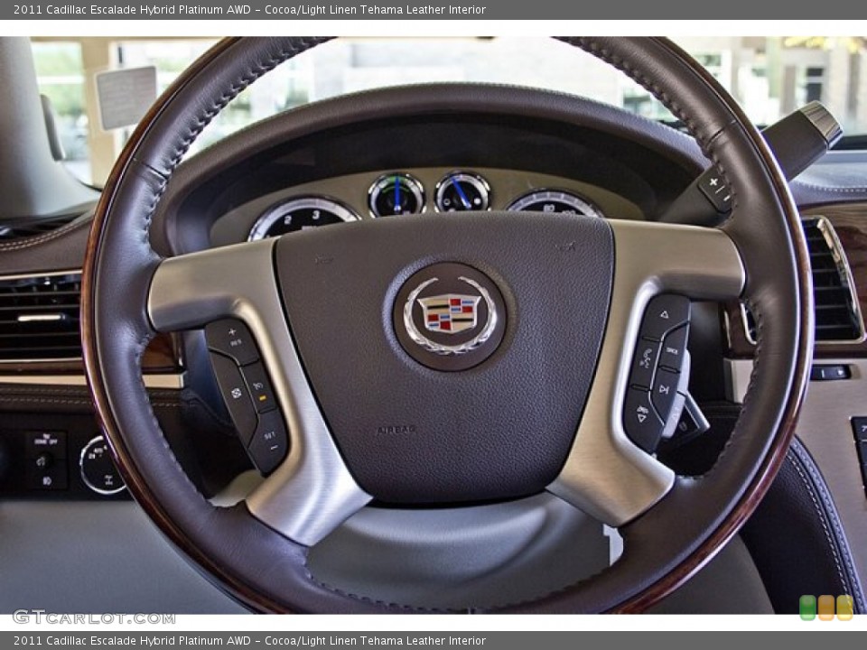 Cocoa/Light Linen Tehama Leather Interior Steering Wheel for the 2011 Cadillac Escalade Hybrid Platinum AWD #62600508