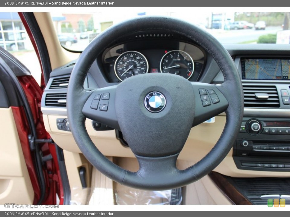 Sand Beige Nevada Leather Interior Steering Wheel for the 2009 BMW X5 xDrive30i #62606192