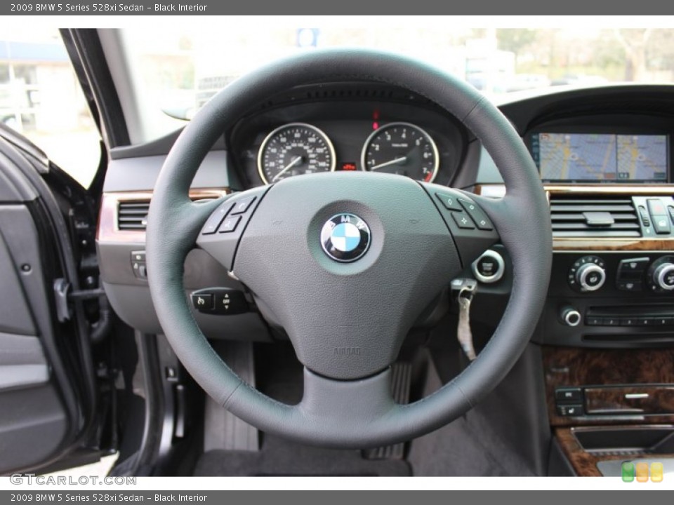 Black Interior Steering Wheel for the 2009 BMW 5 Series 528xi Sedan #62606495