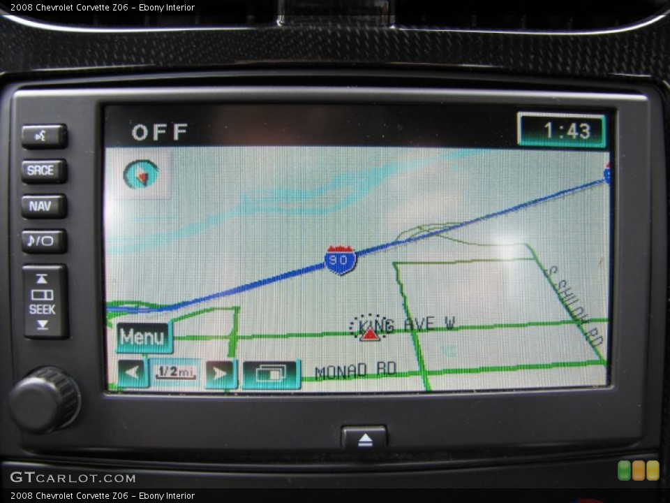 Ebony Interior Navigation for the 2008 Chevrolet Corvette Z06 #62607167