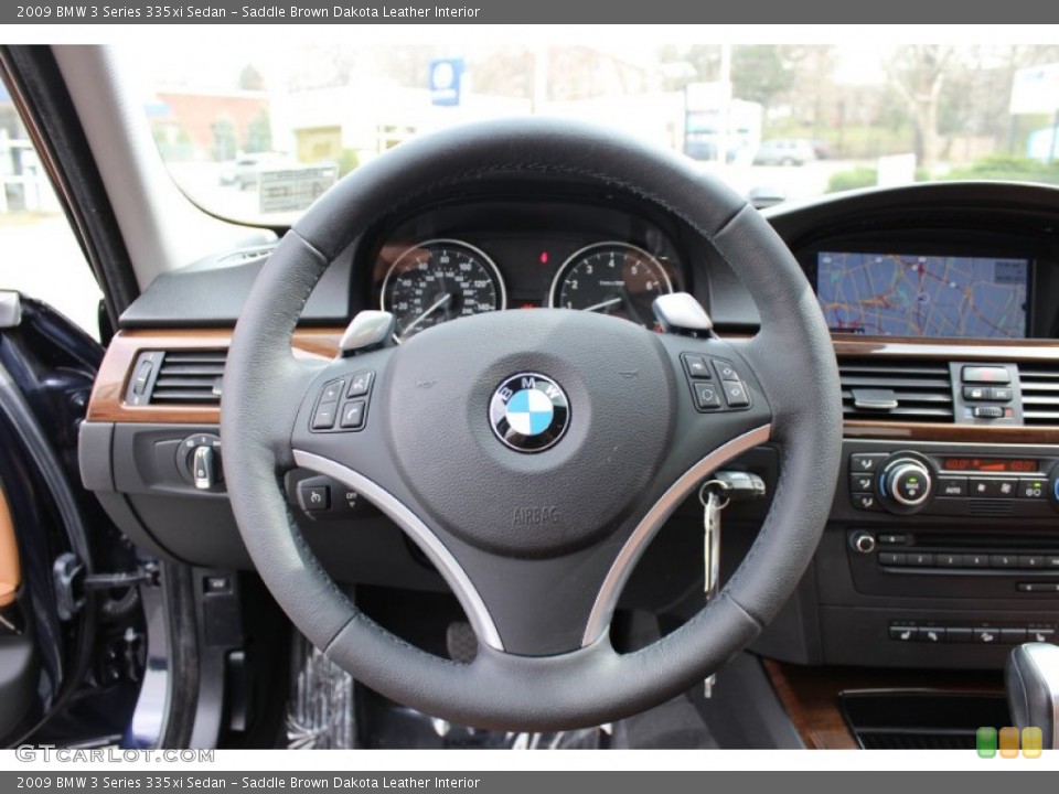 Saddle Brown Dakota Leather Interior Steering Wheel for the 2009 BMW 3 Series 335xi Sedan #62607734