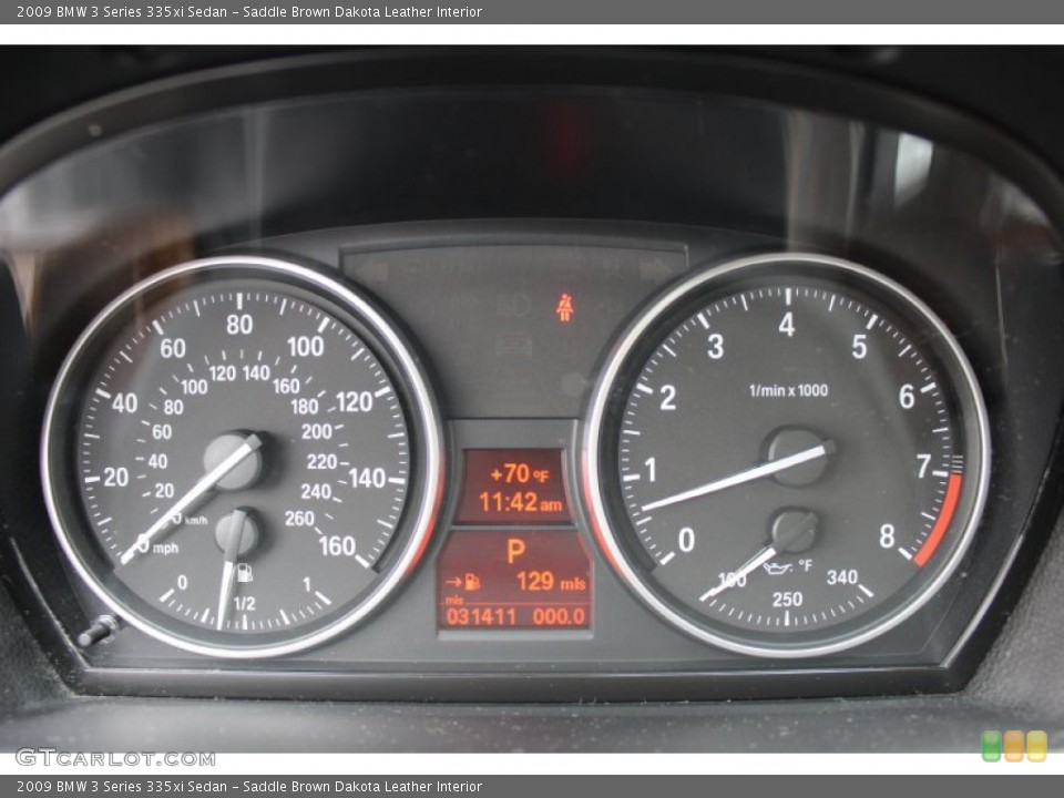 Saddle Brown Dakota Leather Interior Gauges for the 2009 BMW 3 Series 335xi Sedan #62607761