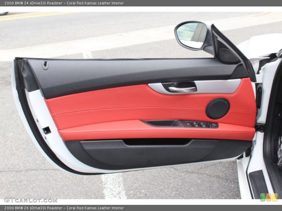 Coral Red Kansas Leather Interior Door Panel for the 2009 BMW Z4 sDrive30i Roadster #62608609