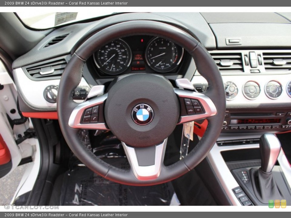 Coral Red Kansas Leather Interior Steering Wheel for the 2009 BMW Z4 sDrive30i Roadster #62608649