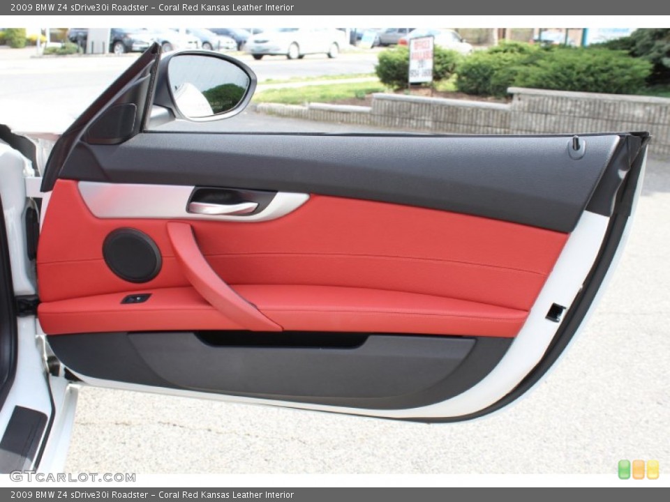 Coral Red Kansas Leather Interior Door Panel for the 2009 BMW Z4 sDrive30i Roadster #62608728