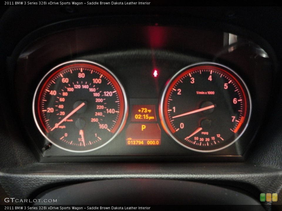 Saddle Brown Dakota Leather Interior Gauges for the 2011 BMW 3 Series 328i xDrive Sports Wagon #62635352