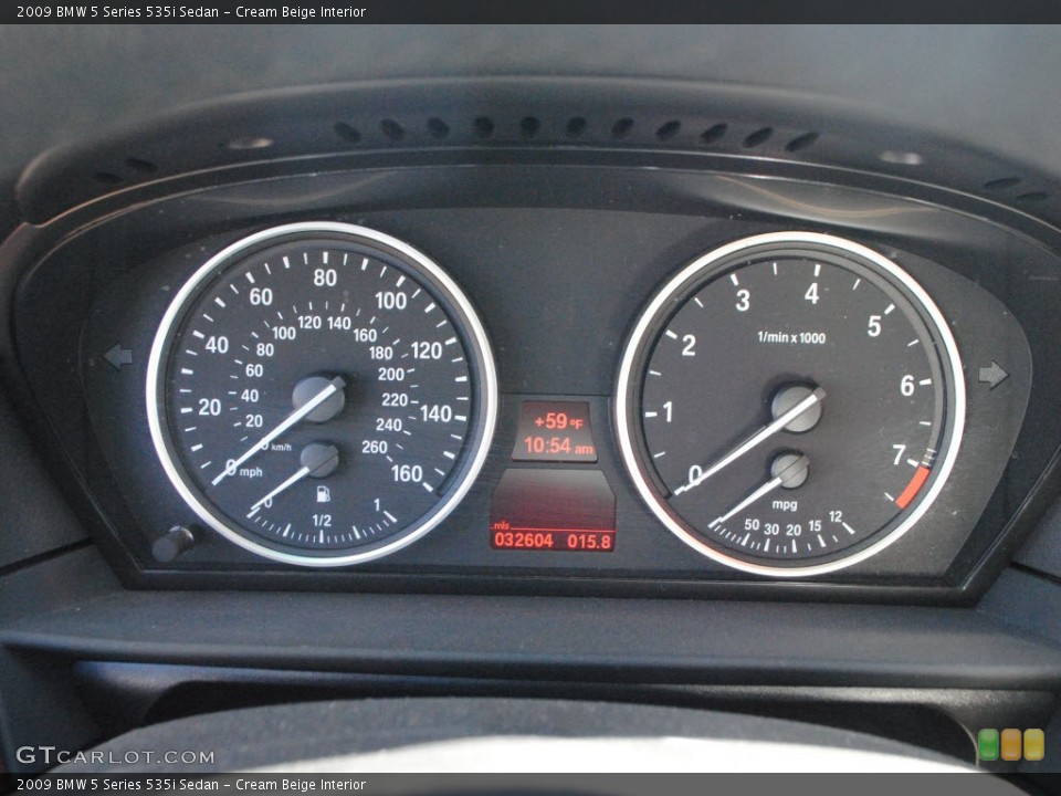 Cream Beige Interior Gauges for the 2009 BMW 5 Series 535i Sedan #62636936