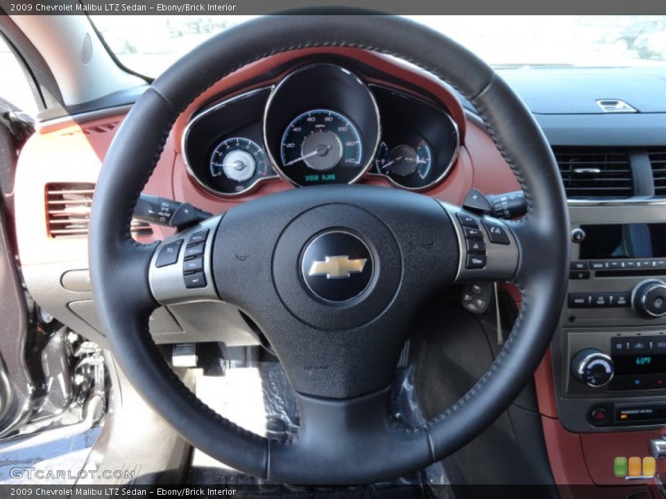 Ebony/Brick Interior Steering Wheel for the 2009 Chevrolet Malibu LTZ Sedan #62662290
